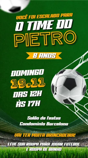 Soccer Birthday Invitation – Static – Convite digital - Edite você mesmo
