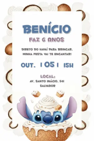 Invitación de cumpleaños Stitch – Estático – CollorGraph Convites