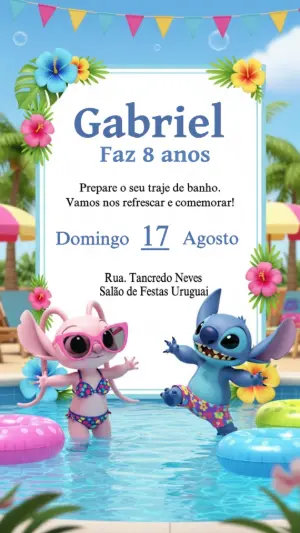 Invitación de cumpleaños Stitch – Estático – CollorGraph Convites