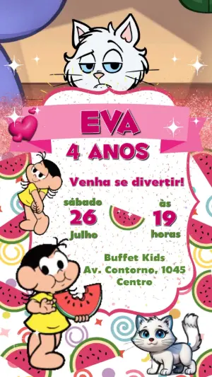 Convite Animado Aniversário Magali para Editar Online