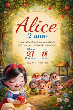 Vídeo Convite Animado Branca de Neve Baby para Editar