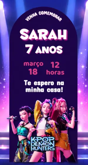 Invitation d'anniversaire KPop Demon Hunters – Statique – Fernando Martins