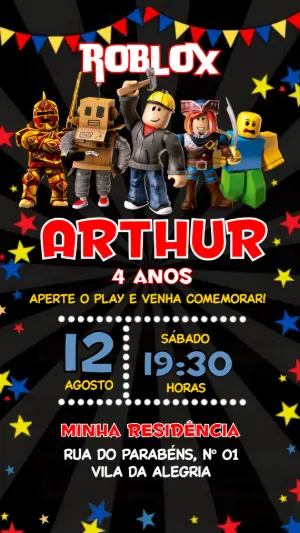 Invito di compleanno Roblox – Statico – Festôu Convites