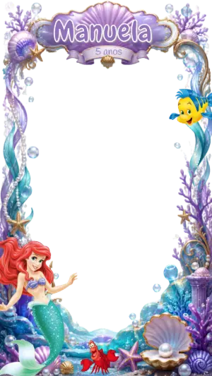 Moldura Story Aniversário Pequena Sereia para Editar Online