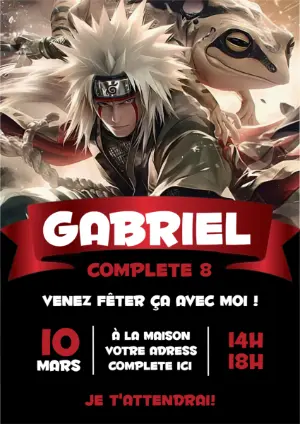 Invitation d'anniversaire Naruto Jiraiya à modifier en ligne
