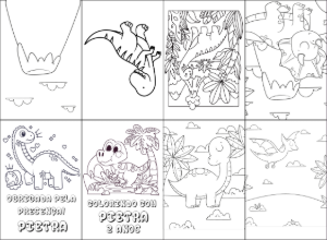 Mini Livro de Colorir Dinossauro Editável para Aniversário