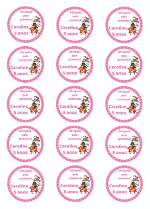 Adesivo Redondo 3 Palavrinhas Rosa Editável para Aniversário