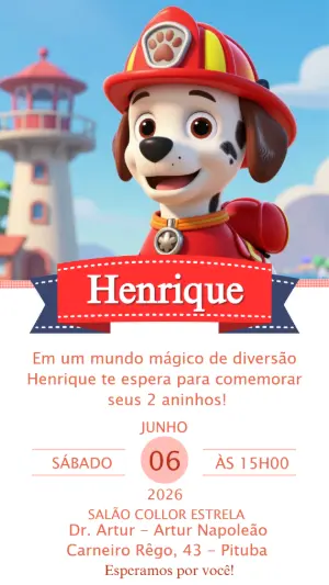 Invito di compleanno Paw Patrol – Statico – CollorGraph EDITOR