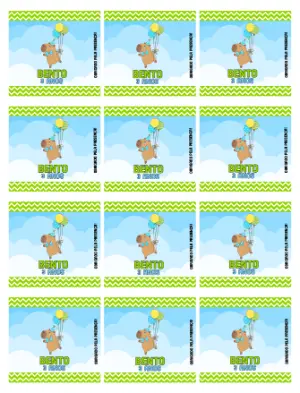 Adesivo para Bala Personalizada Capivara Editável para Aniversário Infantil