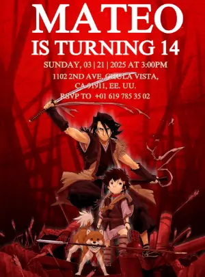 Anime Sword of the Stranger Birthday Invitation Editable Template