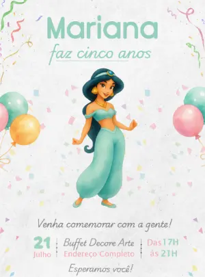 Invitación de cumpleaños Princesas – Estático – Decore Arte