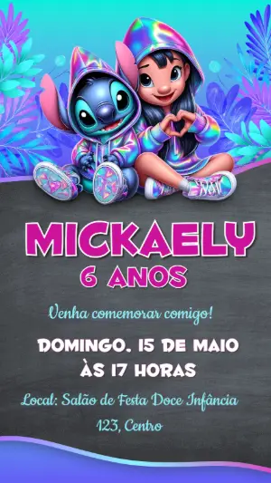 Invitación de cumpleaños Stitch – Estático – Idesign Personalizados