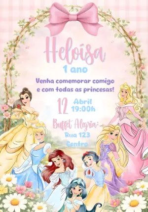 Invitación de cumpleaños Princesas – Estático – Convites e Artes Digitais