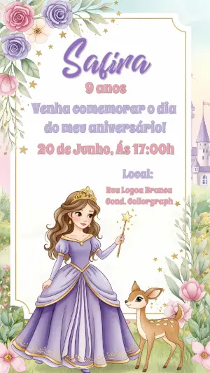 Invitación de cumpleaños Princesas – Estático – CollorGraph Convites