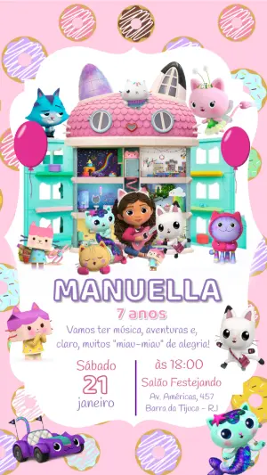 Convite de Aniversário A Casa Mágica da Gabby para Editar