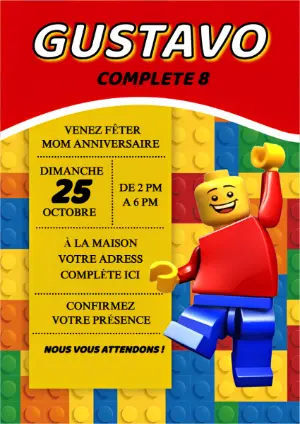 Invitation d'anniversaire Lego à modifier