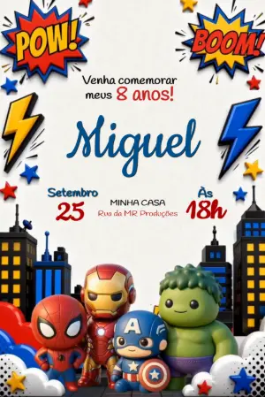 Convite Animado Vingadores Baby: Vídeo Editável para Aniversário