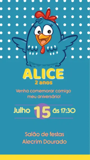 Convite de Aniversário Galinha Pintadinha para Editar Online