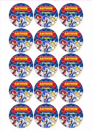 Adesivo para Pirulito Sonic de Aniversário para Editar