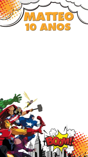 Moldura para Stories Vingadores estilo Quadrinhos para Editar