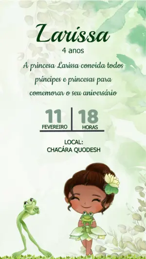 Convite de Aniversário Princesa Tiana e o Sapo para Editar