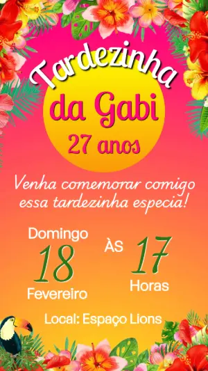 Convite de Aniversário Tardezinha Tropical Editável