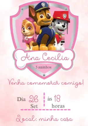 Invito di compleanno Paw Patrol – Statico – Priscila