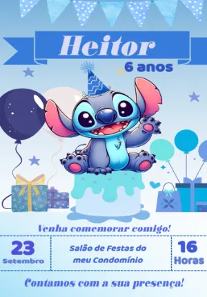 Invitación de cumpleaños Stitch – Estático – Alexsandra Mello