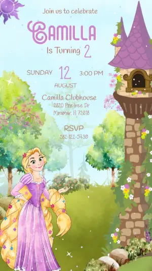 Animated Rapunzel Birthday Invitation | Editable Video Template