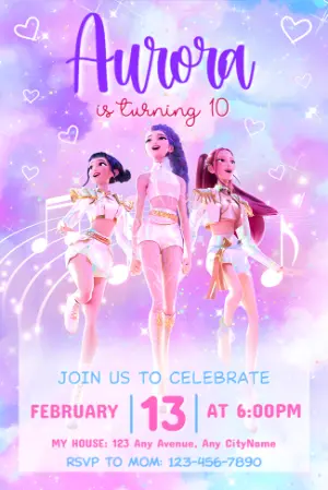 Invitation d'anniversaire KPop Demon Hunters – Statique – Jotta Arts