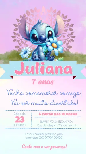 Invitación de cumpleaños Stitch – Estático – Felicity Artes