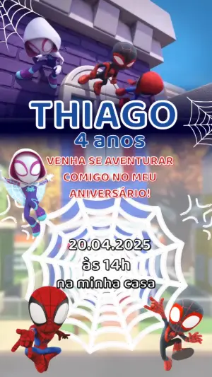 Convite Animado Aniversário Spidey para Editar Online