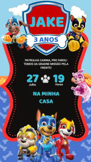Invito di compleanno Paw Patrol – Statico – Arte Coelho Digital