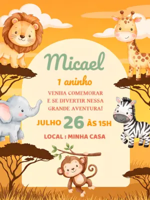 Safari Birthday Invitation – Static – Alegria no ar