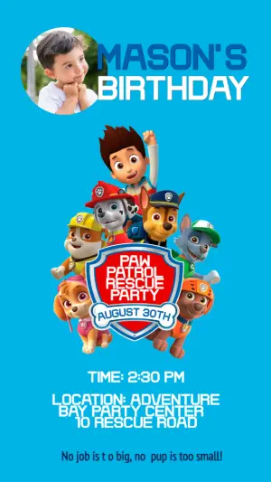 Invito di compleanno Paw Patrol – Statico – Tay