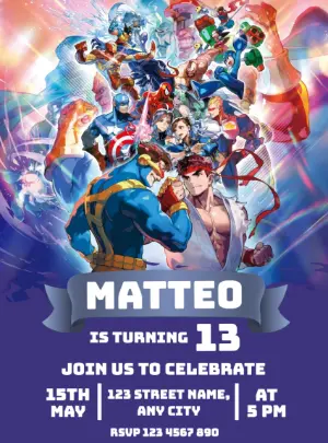 Editable Superhero Video Game Birthday Invitation Template