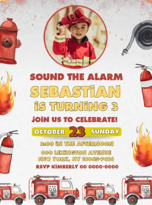 Firefighter Birthday Invitation | Editable Digital Template