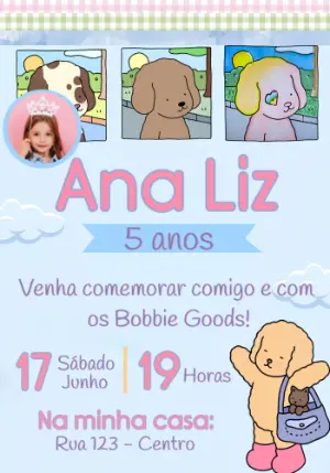 Convite de Aniversário Bobbie Goods com Foto Editável