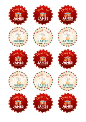 Editable Circus Birthday Favor Tags Template