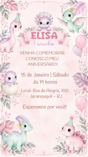 Invitación de cumpleaños Dinosaurio – Estático – Felicity Artes