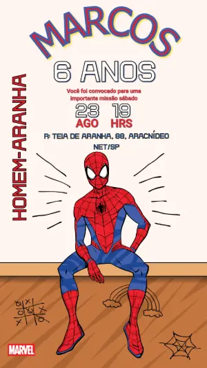 Convite de Aniversário Homem Aranha para Editar Online