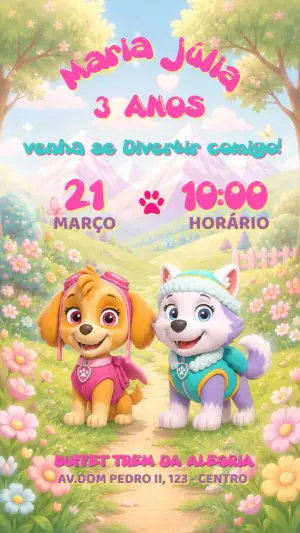 Invito di compleanno Paw Patrol – Statico – Maira Chediac