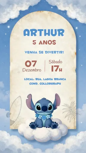 Stitch Birthday Invitation – Static – CollorGraph Convites