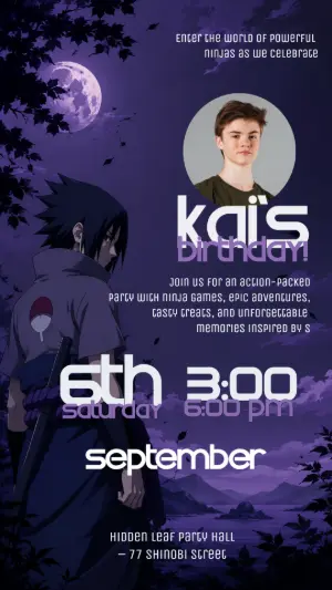 Sasuke Uchiha Birthday Invitation Editable Template