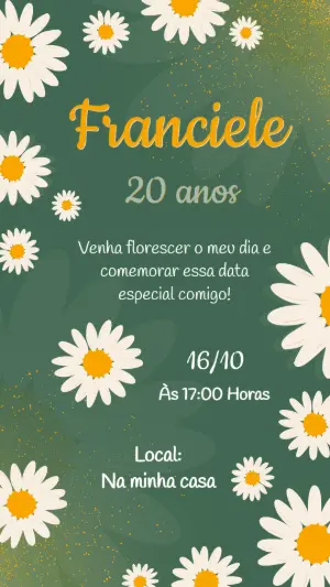 Convite de Aniversário Jardim das Margaridas para Editar