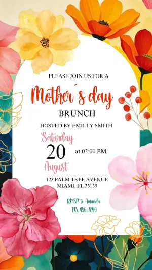 Floral Mother's Day Brunch Invitation Editable Template