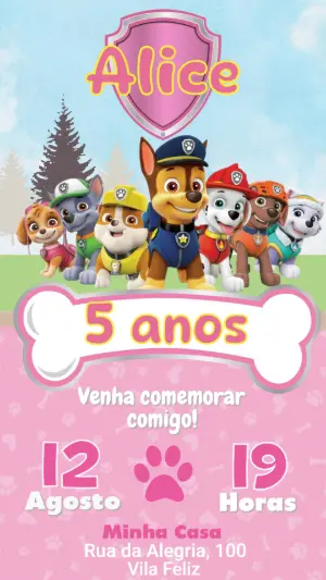 Invito di compleanno Paw Patrol – Statico – Lily Arts Design