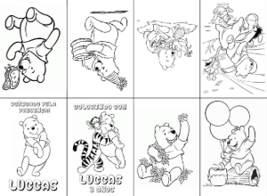 Mini Livro de Colorir Ursinho Pooh Editável Online