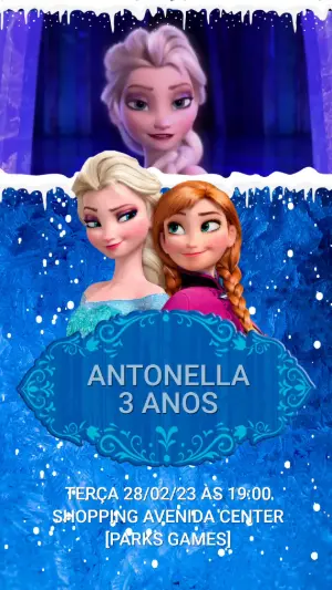 Convite Animado Frozen: Aniversário Mágico para Editar