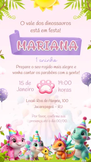 Invitación de cumpleaños Dinosaurio – Estático – Felicity Artes